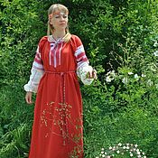 Русский стиль handmade. Livemaster - original item Russian linen dress Alyonushka, in the Slavic style. Handmade.