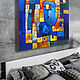 Order Giant Square Blue Yellow Painting 100cm abstract Shapes. paintmart (oikos). Livemaster. . Pictures Фото №3