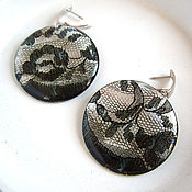 Украшения handmade. Livemaster - original item Transparent Earrings Round Earrings Black Lace Gothic Halloween. Handmade.