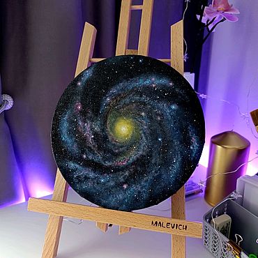 Картины и панно ручной работы. Ярмарка Мастеров - ручная работа Картина маслом "Pinwheel Galaxy" d20см. Handmade.