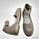 Order Knitted sandals, grey cotton. florina34. Livemaster. . Slingbacks Фото №3