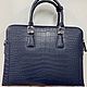 Men's briefcase bag made of crocodile leather, in dark blue color. Men\'s bag. SHOES&BAGS. Online shopping on My Livemaster.  Фото №2