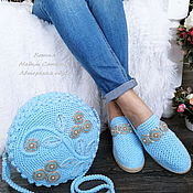 Обувь ручной работы handmade. Livemaster - original item Shoes and bag round set of Blue linen. Handmade.
