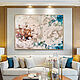 A delicate painting with a huge peony. Horizontal painting above the bed, Pictures, Moscow,  Фото №1