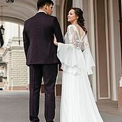 Платья свадебные: Серое платье из объемного кружева