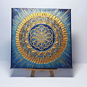Картины и панно handmade. Livemaster - original item Golden mandala of harmony-the Flower of life. Handmade.