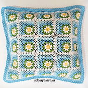 Для дома и интерьера handmade. Livemaster - original item Pillow: Knitted pillow case Daisies cotton. Handmade.