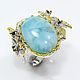 Silver ring with larimar and sapphire, Rings, Novosibirsk,  Фото №1