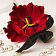 Order Brooch leather Red Tulip. Leather flowers. Decoration leather. lanssveta. Livemaster. . Brooches Фото №3