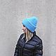 Oversize mohair hat . Blue winter hat . woman beanie hat. Caps. GemKnitDesign. Online shopping on My Livemaster.  Фото №2