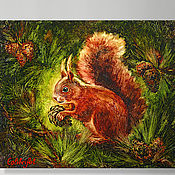 Картины и панно handmade. Livemaster - original item Squirrel painting squirrel as a gift oil painting animals. Handmade.