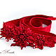Cinturón de gamuza Flores rojas de cuero de las mujeres. Belt. flowersstyle (flowersstyle). Интернет-магазин Ярмарка Мастеров.  Фото №2