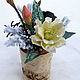 Сhristmas gift - Floristic composition in a natural birch stump. Ded Moroz and Snegurochka. Pinkmagic. Online shopping on My Livemaster.  Фото №2