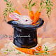 Oil painting on canvas. Carrot magic. Rabbit Cylinder Hatter, Pictures, Moscow,  Фото №1