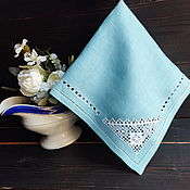 Для дома и интерьера handmade. Livemaster - original item Napkin 45/45 linen blue, earrings. Handmade.