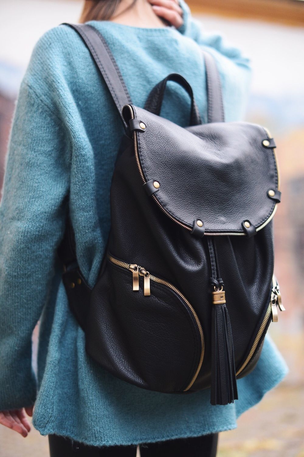 black tassel backpack