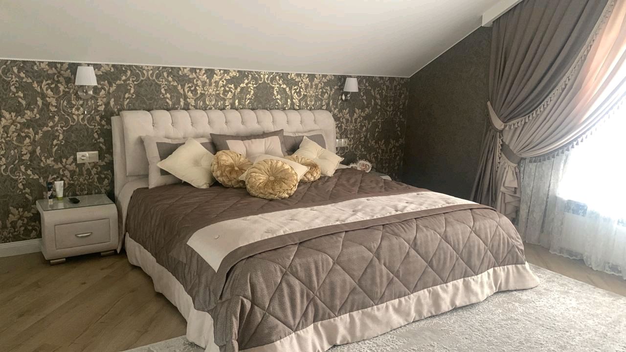 Комплект штор и тюль на скошенные окна, покрывало по размерам ...