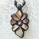  Agate flower in leather, Pendant, Moscow,  Фото №1