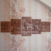 Картины и панно handmade. Livemaster - original item Elephants from 5 paintings. Handmade.