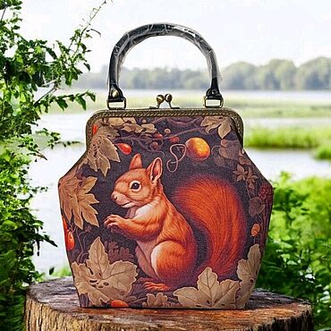 Сумки ручной работы. Ярмарка Мастеров - ручная работа Сумка с фермуаром Белка. Handmade.