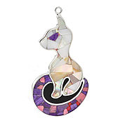 Украшения handmade. Livemaster - original item Pendant Kitty. Pendant with charoite, rhodonite, mother of pearl.. Handmade.