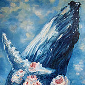 Картины и панно handmade. Livemaster - original item Whale oil Painting Pacific ocean. Handmade.