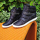 Sneakers Python. Women's shoes Python skin Velcro. High top sneakers with concealed wedge heels. Fashion sneakers Python wedge. Sneakers handmade. Sneakers Python custom.
