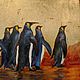 Painting penguins on the background of a golden sunset 60 by 70 cm potal. Pictures. paintmart (oikos). My Livemaster. Фото №4