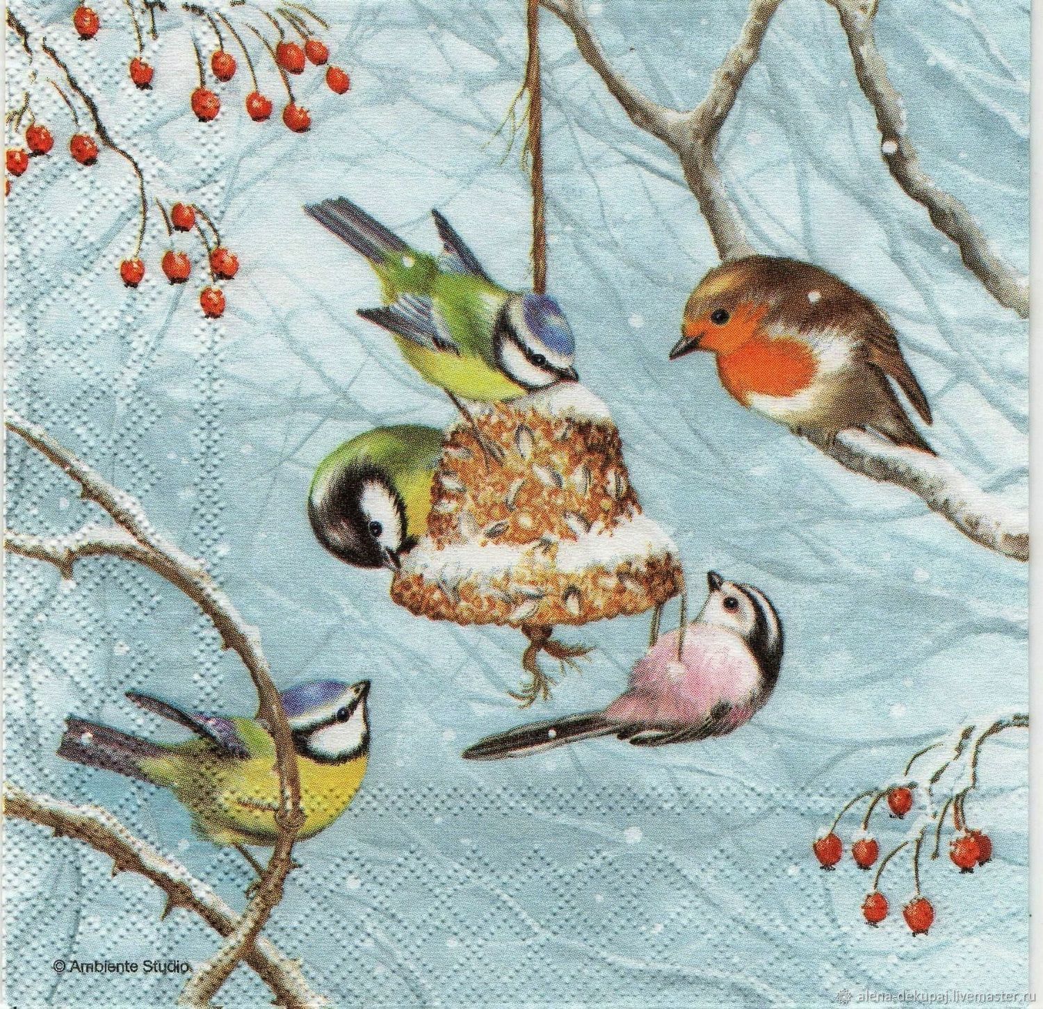 Картина птицы зимой для детей