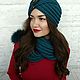 Зеленая чалма и снуд "Изумруд". Шапки. SOFIE ACCESSORIES. Интернет-магазин Ярмарка Мастеров.  Фото №2