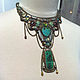 Necklace with turquoise Ethno glamour. Natures'. stones, metal, Swarovski, chains. Necklace. ssowl. My Livemaster. Фото №6
