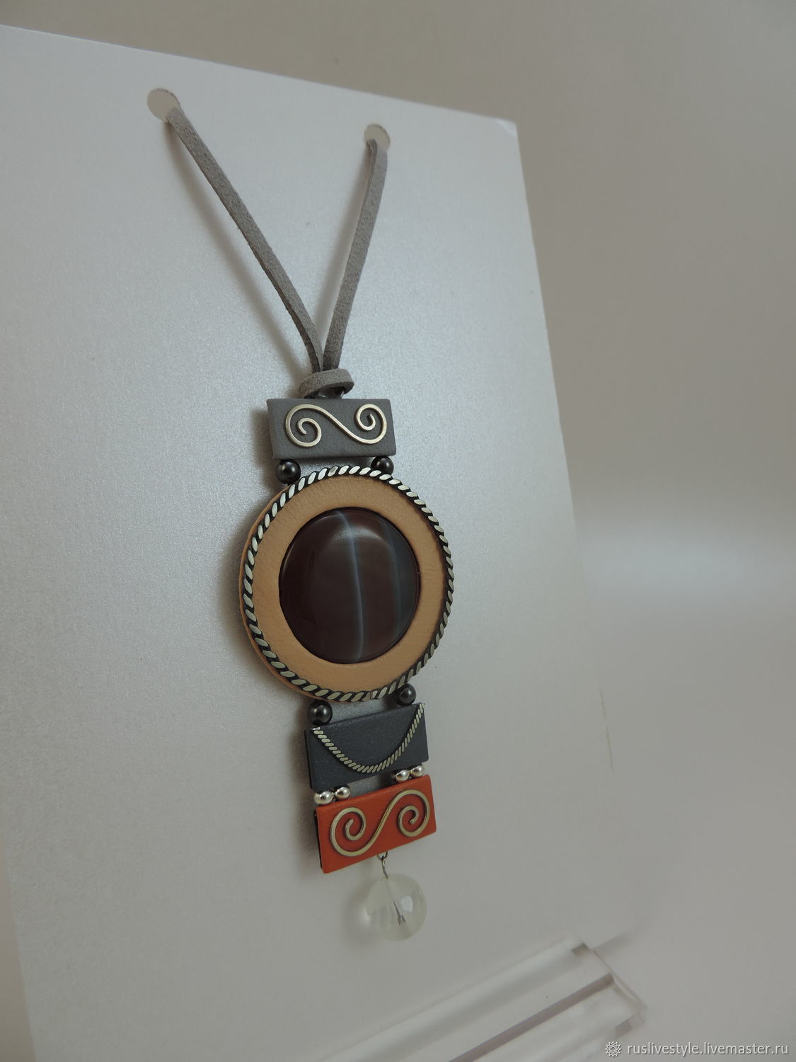 Украшение из кожи кулон с агатом Русский 2 купить в интернет-магазине ...