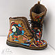 Painting on shoes. Winter boots 'Kandinsky.Green and purple', Boots, Moscow,  Фото №1