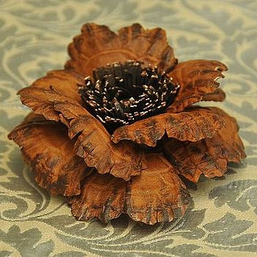 Украшения ручной работы. Ярмарка Мастеров - ручная работа Рыжий мак из кожи. Handmade.