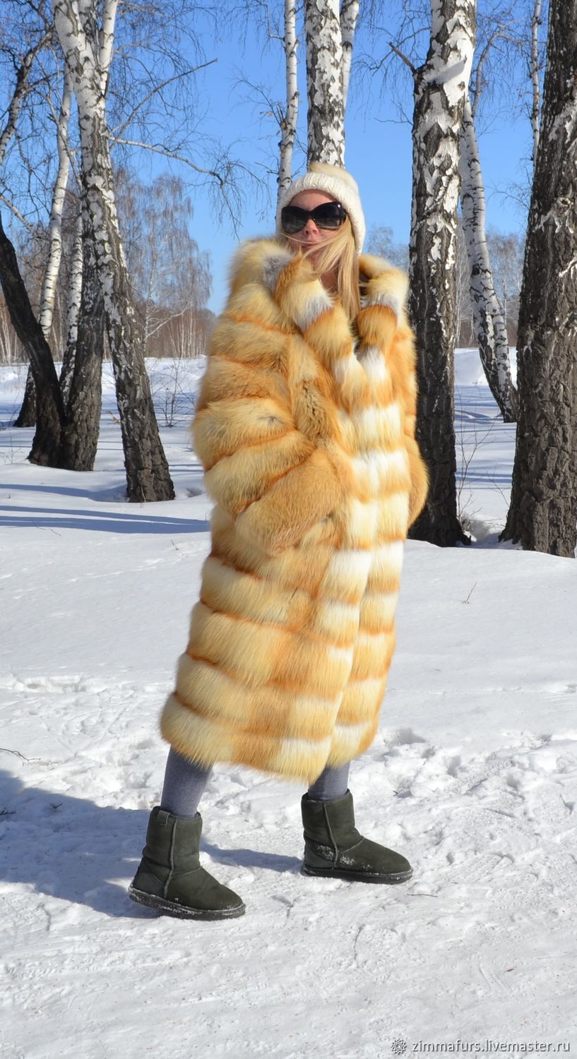 The fur coat of the Siberian red Fox hooded. Cross – купить на Ярмарке ...