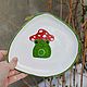 Curved plate ≈ 20 cm with a pattern of Toads frogs green toad fly agaric. Plates. DASHA LEPIT | Ceramic tableware (dashalepit). My Livemaster. Фото №6