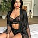 Халат шёлковый, короткий, чёрный,. Комплекты белья. Natali Lingerie / Нижнее бельё ручной работы!. Ярмарка Мастеров.  Фото №4