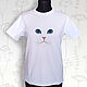 White cat t-shirt. T-shirts. Decades (Natalya). Интернет-магазин Ярмарка Мастеров.  Фото №2