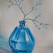 Картины и панно handmade. Livemaster - original item Tranquility interior painting minimalism vase with flowers watercolor. Handmade.