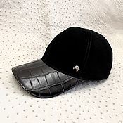Аксессуары handmade. Livemaster - original item Baseball cap made of genuine crocodile leather and genuine suede.. Handmade.