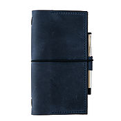 Канцелярские товары handmade. Livemaster - original item Leather traveler`s notebook with pocket and pen holder. Handmade.