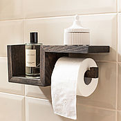 Для дома и интерьера handmade. Livemaster - original item Dark Toilet Paper Holder with Shelf. Handmade.