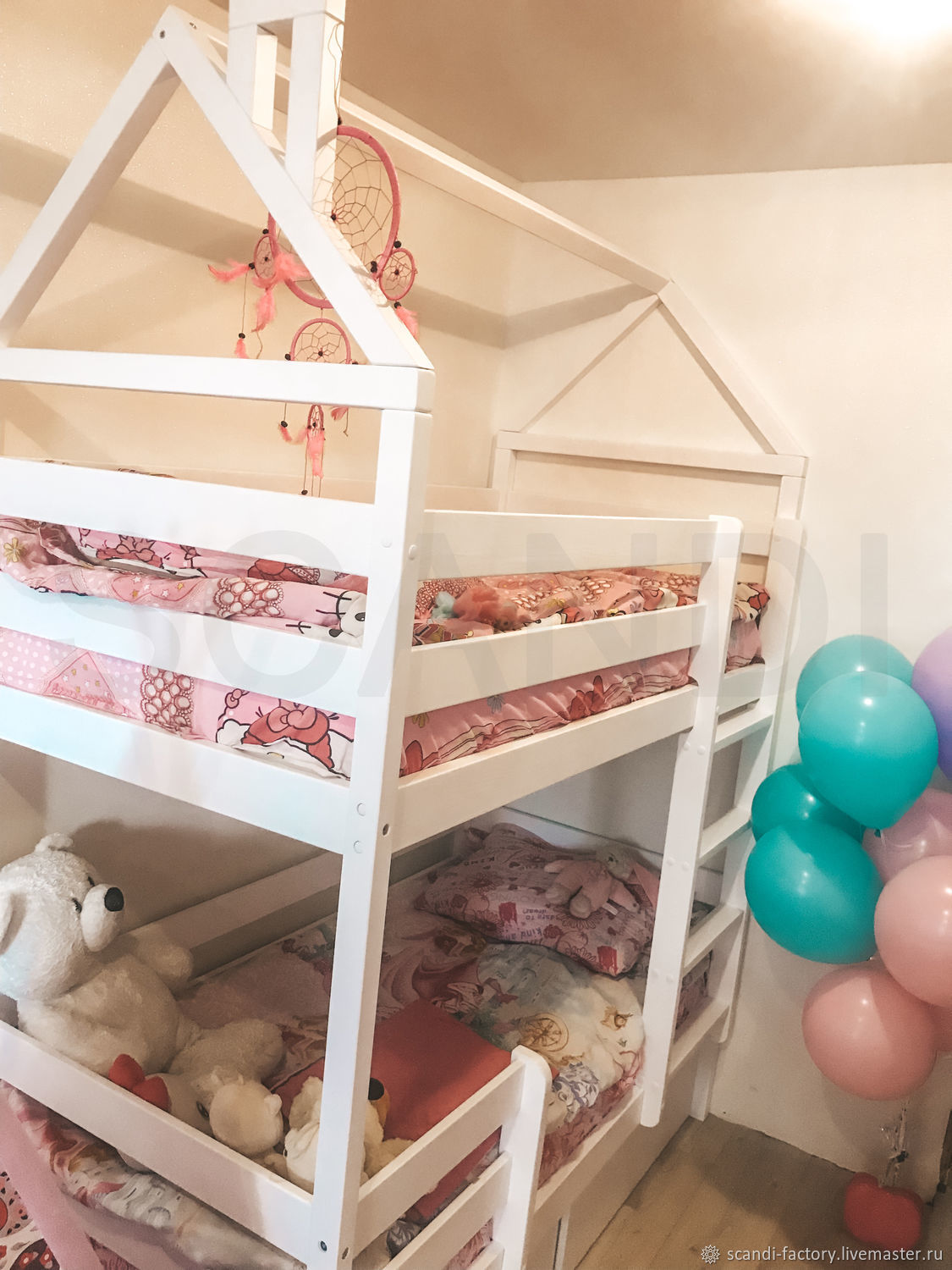 Детская двухъярусная кровать домик - массив Бука в интернет-магазине ...