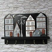 Для дома и интерьера handmade. Livemaster - original item Key holders wall: Housekeeper Night, Street, lantern.... Handmade.