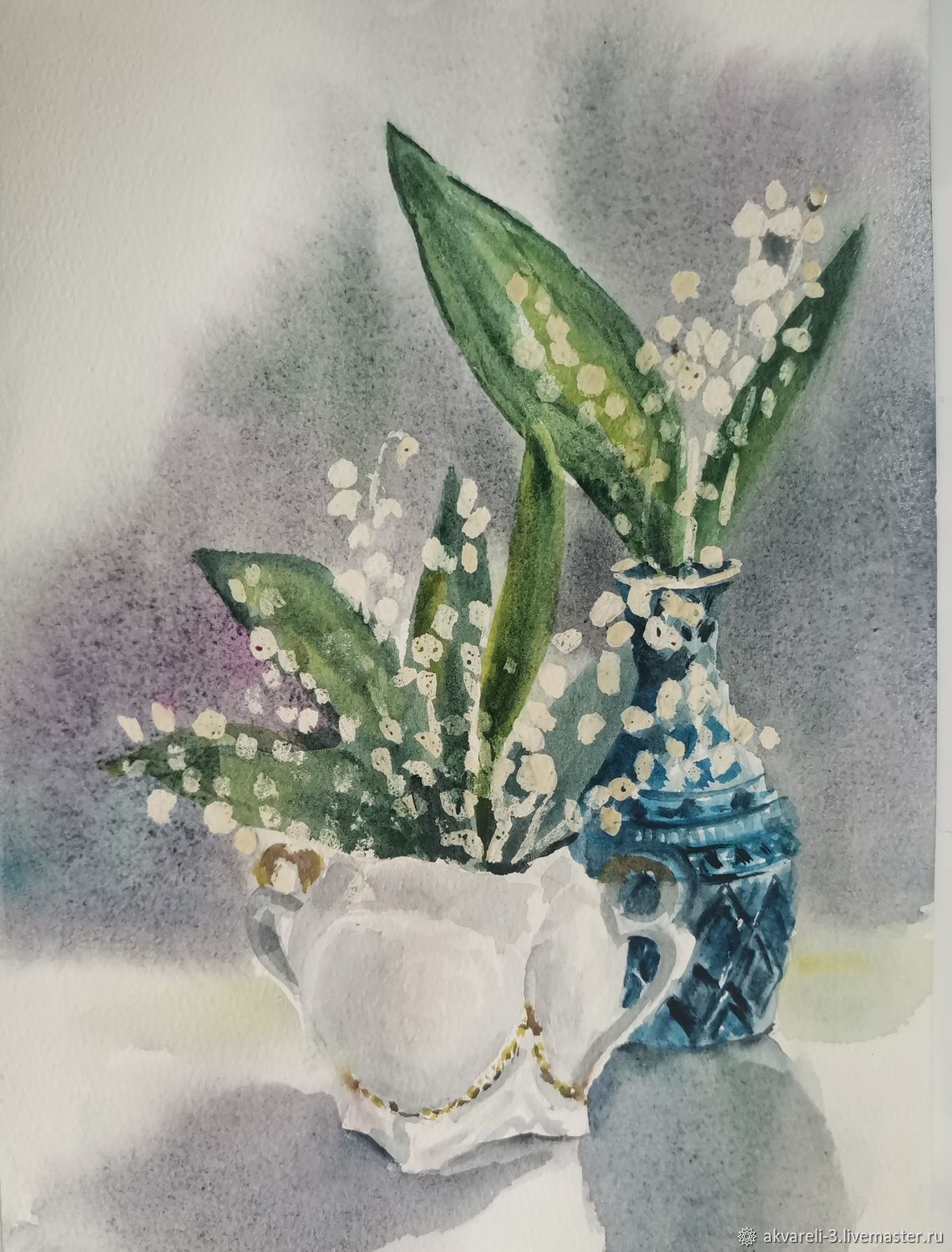 Акварельная картина Ландыши Картина в подарок купить в интернет ...