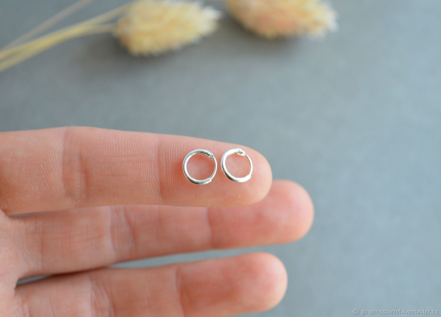 Tiny ring earrings: Jump rings 8mm.Silver Hoop earrings, Congo earrings, St. Petersburg,  Фото №1