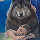 Картина в стиле фентези "Волк защитник". Картины. Портретные подарки (talantia). Интернет-магазин Ярмарка Мастеров.  Фото №2
