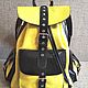  Youth leather backpack YELLOW and BLACK, Backpacks, Izhevsk,  Фото №1