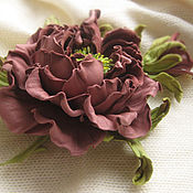Украшения handmade. Livemaster - original item Decoration flowers from the skin .Brooch hair clip ROSE BROWN. Handmade.
