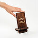 Order Phone stand made of cedar wood with engraving. TS4. ART OF SIBERIA. Livemaster. . Name souvenirs Фото №3